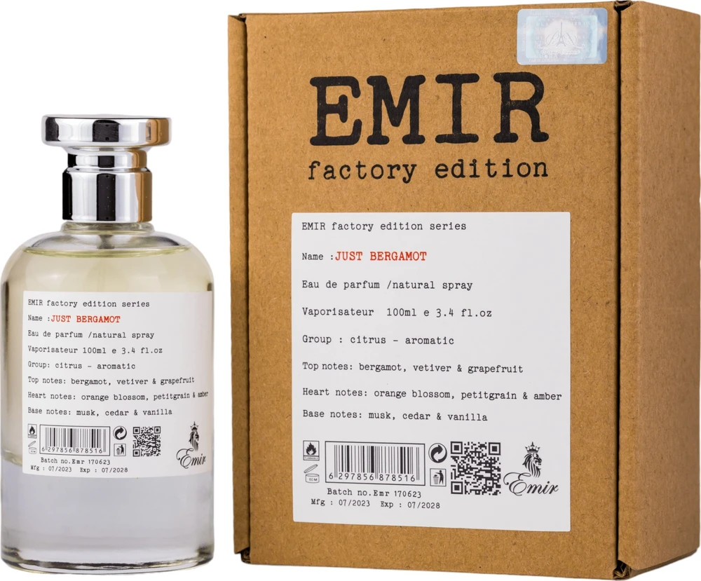 Emir Just Bergamot Factory Edition EDP parfumuotas vanduo unisex, 100 ml