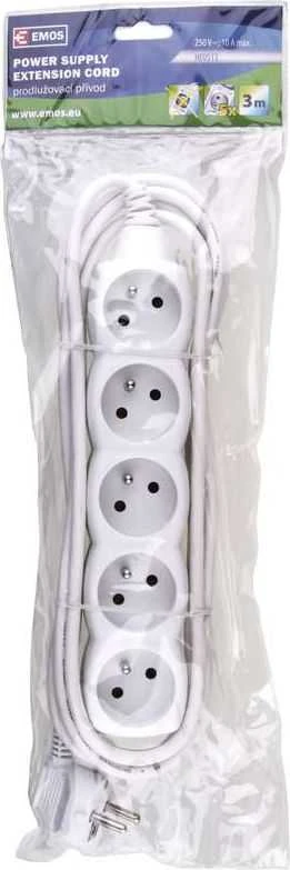 Nezatříděno „Emos“ ilgintuvas, 5 lizdai be 3 m / H05VV-F 3G1 / baltas (P0513)