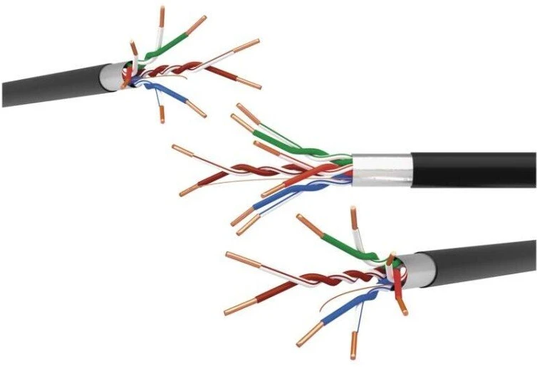 Emos Kabelis F/UTP CAT5e 24AWG (juodas, lauko salygoms), viengyslis, varinis, Eca
