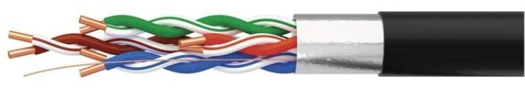 Emos Kabelis F/UTP CAT5e 24AWG (juodas, lauko salygoms), viengyslis, varinis, Eca