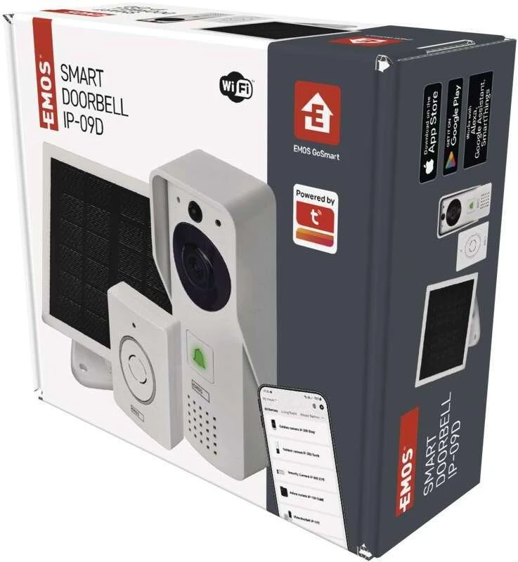 „Emos IP-09D“ vaizdo durų skambutis su „Wi-Fi“, baterija ir saulės baterija H4030