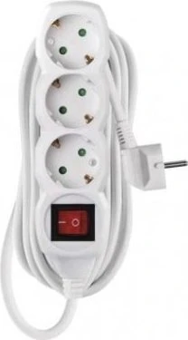Emos Ilgiklis 3 lizdų 5.0m su įžeminimu, su jungikliu (baltas) 1.5mm²