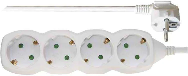 Emos Ilgiklis 4 lizdų 3.0m su įžeminimu (baltas) 1.5mm²