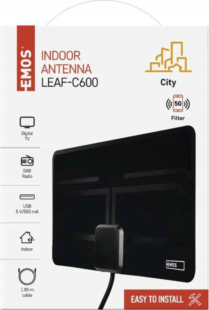 Antena vidaus su stiprintuvu DAB/DVB-T2 LTE/4G/5G filtrai EMOS