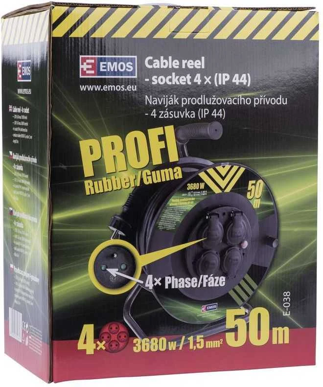 „Emos“ įžemintas prailginimo laidas, 4 lizdai IP44 50m (P084501)