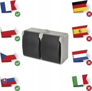 Emos Lizdas dvigubas Emos A1397.1 IP44 pilka-juoda