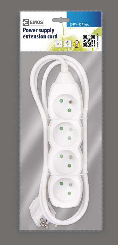 Nezatříděno „Emos“ ilgintuvas įžemintas 4 balti lizdai 1,5 m (P0411)