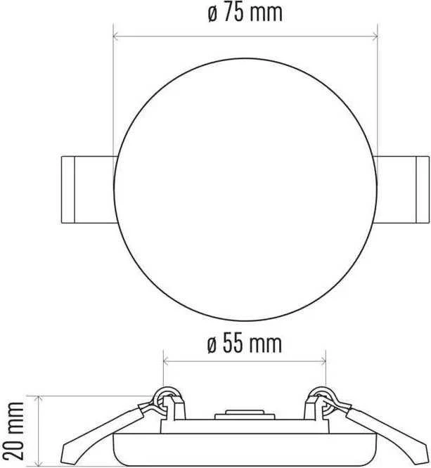 Emos LED skydelis Emos ZV1112 įleidžiamas apvalus 6W IP65 balta
