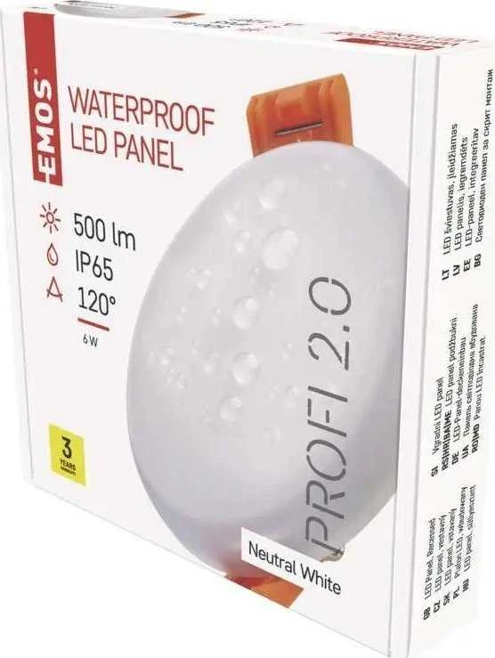 Emos LED skydelis Emos ZV1112 įleidžiamas apvalus 6W IP65 balta