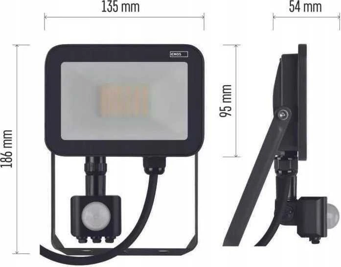 „Emos Floodlight“ LED prožektorius Profi PIR ZS2722 20W 2200lm 4000K IP65 PIR judesio jutiklis juodas