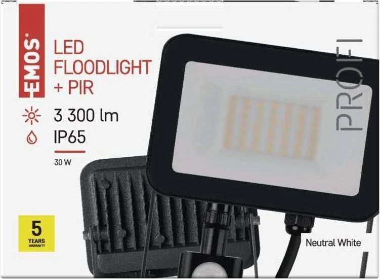 Naświetlacz Emos Naświetlacz LED Profi PIR ZS2732 30W 3300lm 4000K IP65 czujnik ruchu PIR juoda