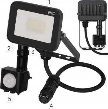 „Emos Floodlight“ LED prožektorius Profi PIR ZS2722 20W 2200lm 4000K IP65 PIR judesio jutiklis juodas