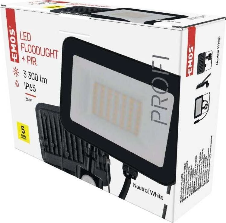 Naświetlacz Emos Naświetlacz LED Profi PIR ZS2732 30W 3300lm 4000K IP65 czujnik ruchu PIR juoda