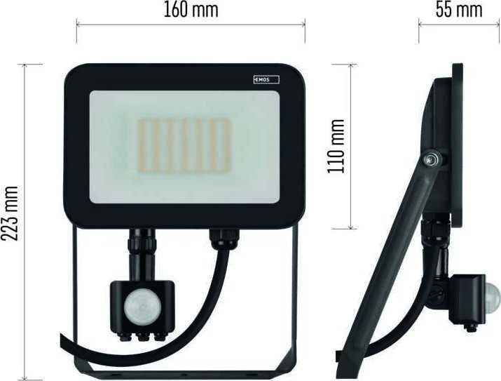Naświetlacz Emos Naświetlacz LED Profi PIR ZS2732 30W 3300lm 4000K IP65 czujnik ruchu PIR juoda