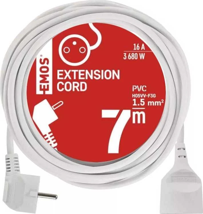 Emos Prailginimo laidas 7 m, 1 lizdas su įžeminimu P0117R Emos
