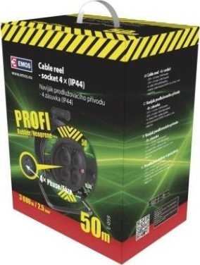 Emos prailginimo kabelio ritė 50 m 4 lizdai 230V 3x2,5 mm2 juoda P084503
