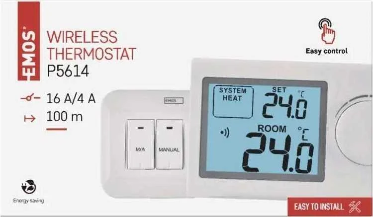 „Emos“ termostatas „belaidis P5614“ imtuvas 230 V, skirtas „Balta“ šildymo/vėsinimo sistemai