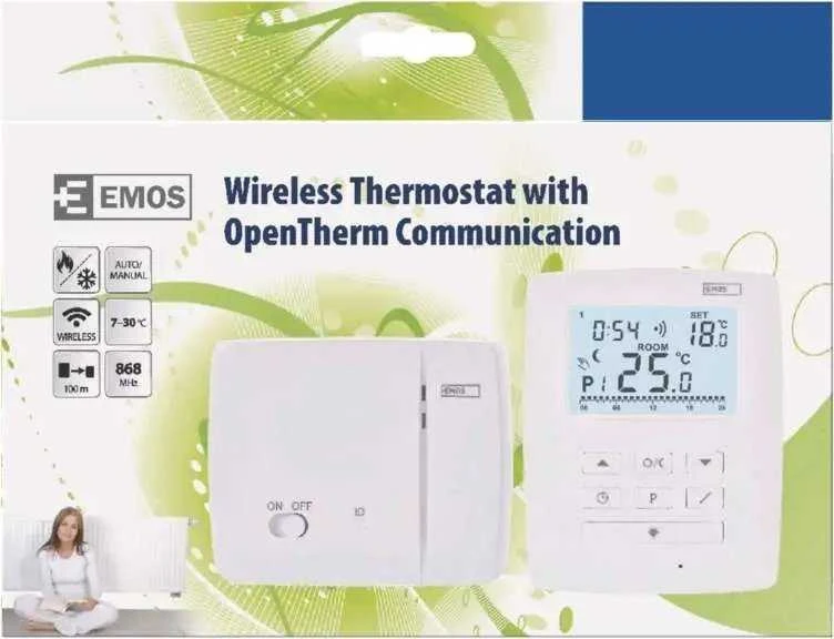 Emos belaidis OpenTherm termostatas Emos P5611OT 230V imtuvas balta šildymo/vėsinimo sistemai