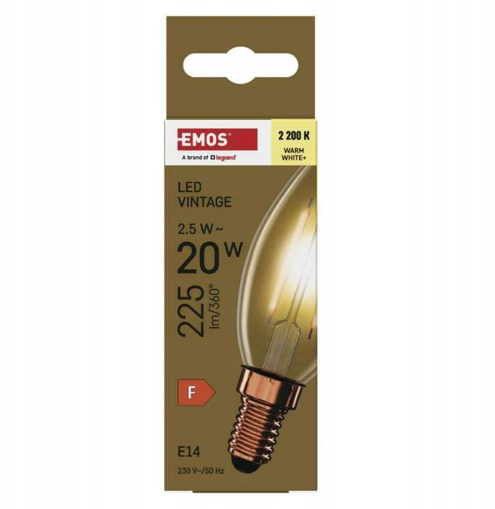 Emos Żarówka LED Vintage świeczka E14 2,5W (20W) 225lm 2200K ciepła biel Z53012