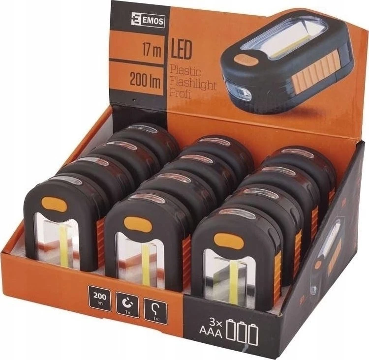 Žibintuvėlis LED, COB, su magnetu ir kabliu, 200lm, 3xAAA, EMOS