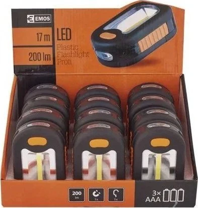 Žibintuvėlis LED, COB, su magnetu ir kabliu, 200lm, 3xAAA, EMOS