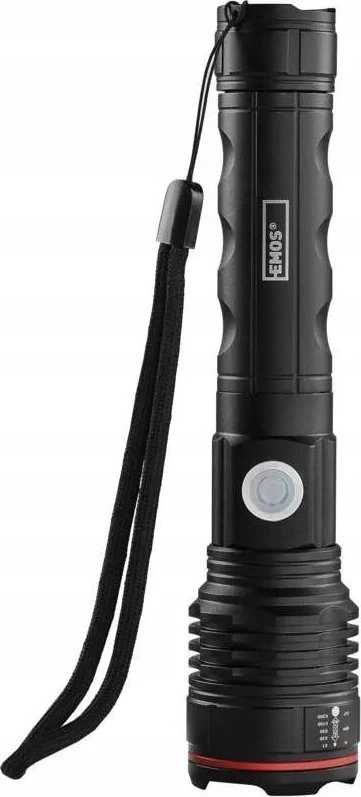 Emos Žibintuvėlis LED įkraunamas USB-C 600lm 3 režimai 100/50/25% hermetiškas P3116 aliuminis juodas, gali veikti su baterijomis 3x R03 AAA