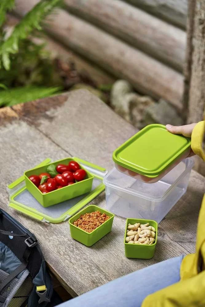 Emsa CLIP & GO Priešpiečių dėžutė XL, lunch box (žalias/transparent, with inserts)