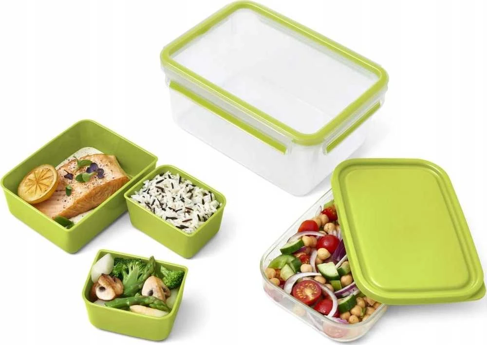 Emsa CLIP & GO Priešpiečių dėžutė XL, lunch box (žalias/transparent, with inserts)