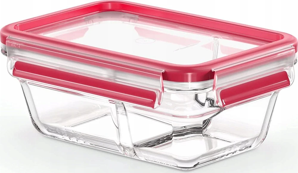 Emsa Clip&Close Glass Food Container 800 ml raudona