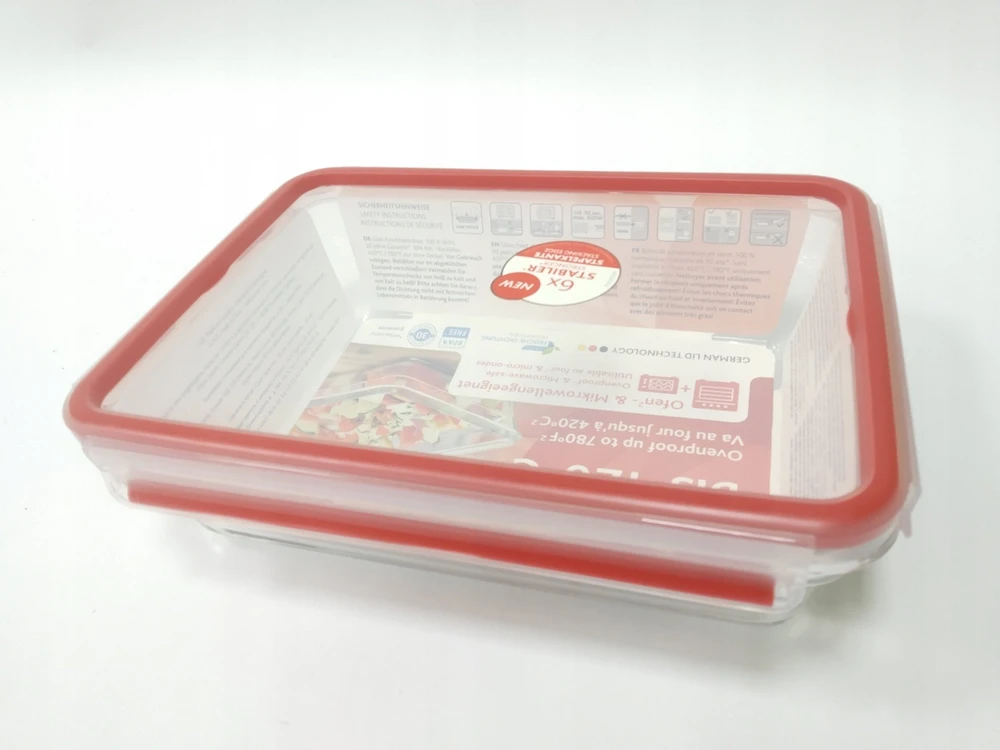 Emsa Emsa Clip&Close stiklinis maisto konteineris 1,3 L raudonas