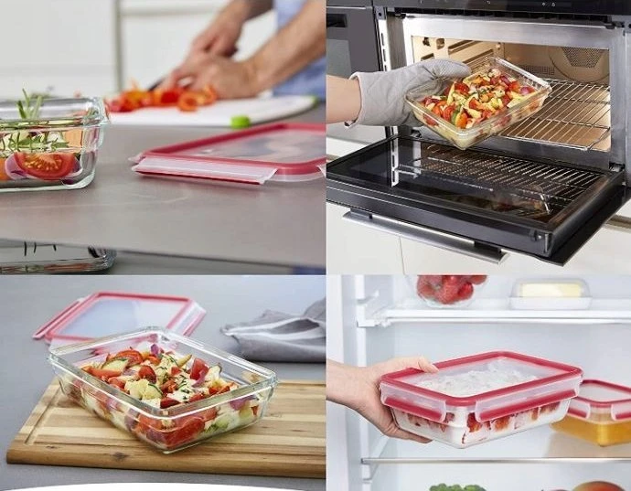 Emsa Emsa Clip&Close Glass Food Container 850 ml raudona