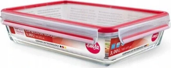 Emsa Emsa Clip&Close Glass Food Container Square 700 ml