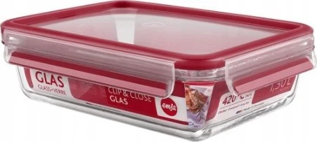 Emsa Emsa Clip&Close stiklinis maisto konteineris 1,3 L raudonas