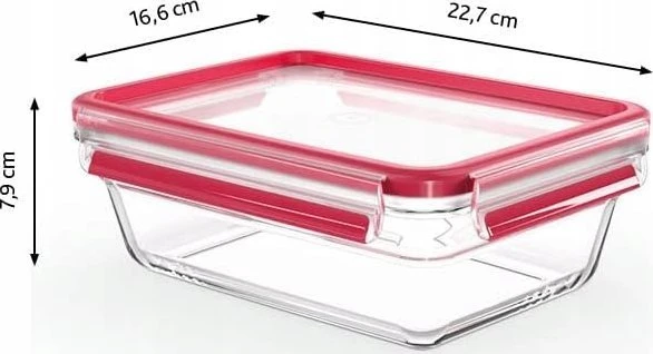 Emsa Emsa Clip&Close stiklinis maisto konteineris 1,3 L raudonas