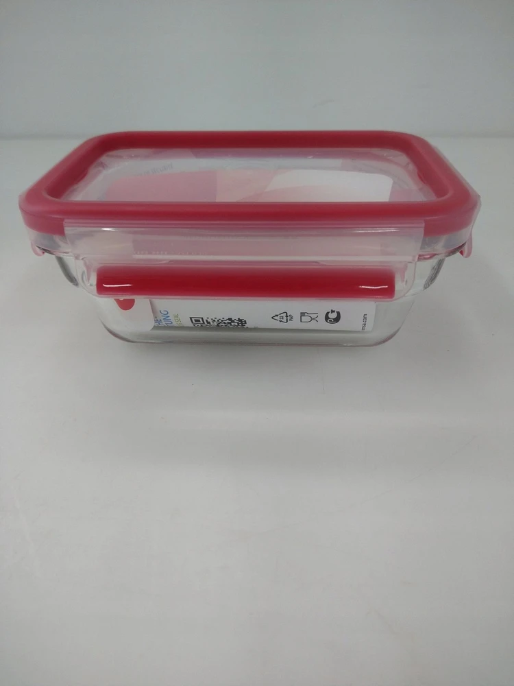 Emsa Clip&Close stiklinis maisto konteineris 0,8 L raudonas