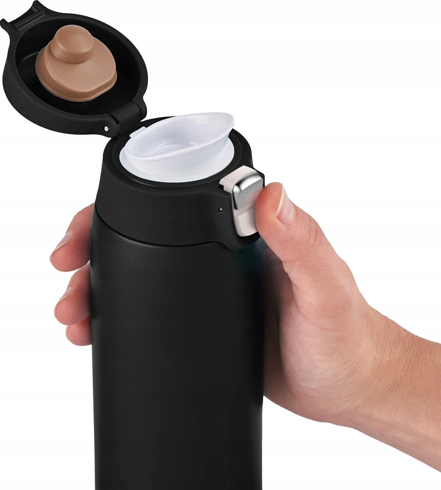 Emsa TRAVEL MUG light thermal mug (juodas (matt), 0.4 liters, flip lid)
