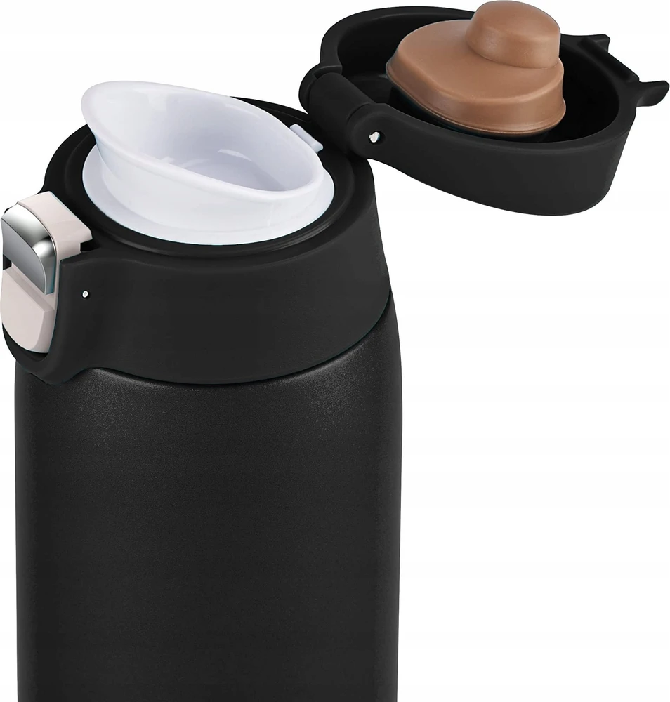 Emsa TRAVEL MUG light thermal mug (juodas (matt), 0.4 liters, flip lid)