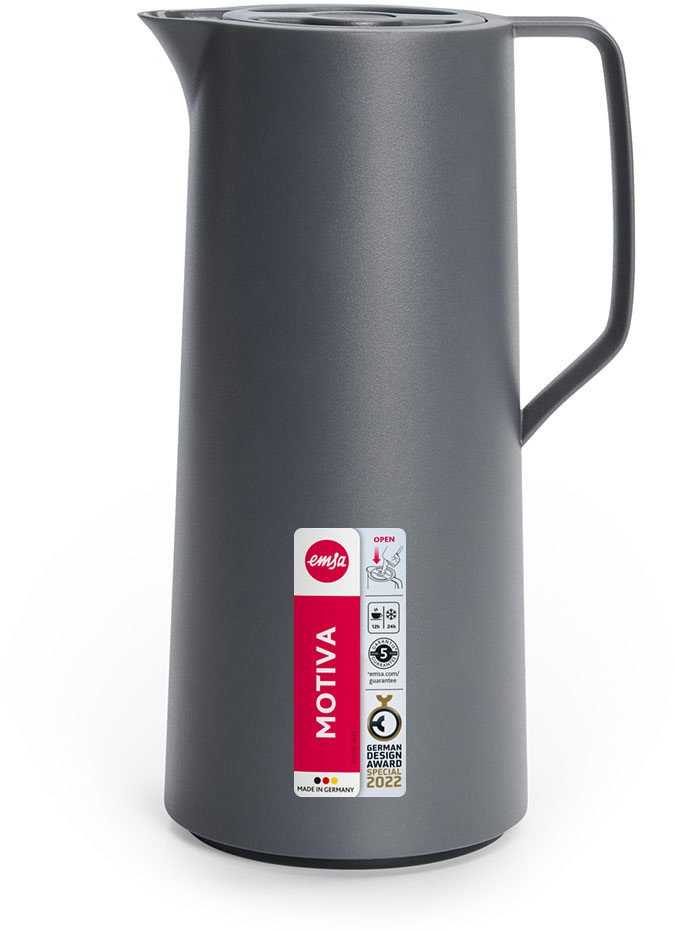 Emsa Motiva termoizoliacinis ąsotis Quick-Press QuickPress 1l antracito spalvos (3110600634)
