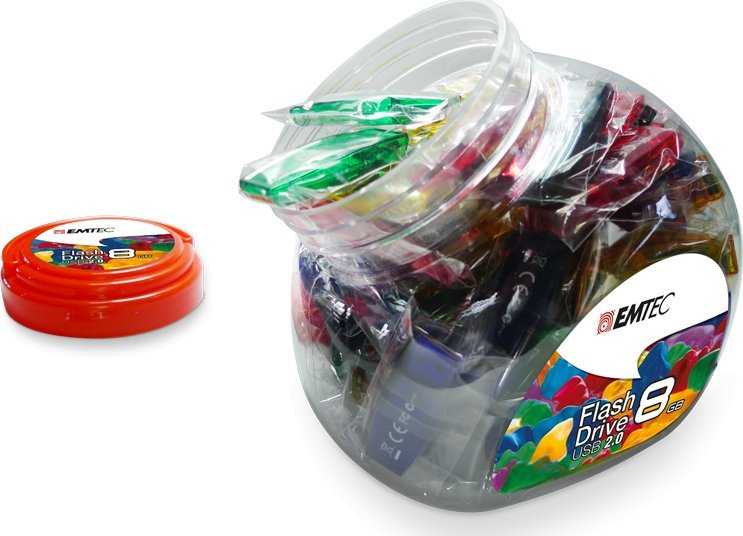 Emtec C410 Color Mix - saldainių indelis 2.0, 32 GB, USB A tipo, 2.0, 15 MB/s, dangtelis, daugiaspalvis
