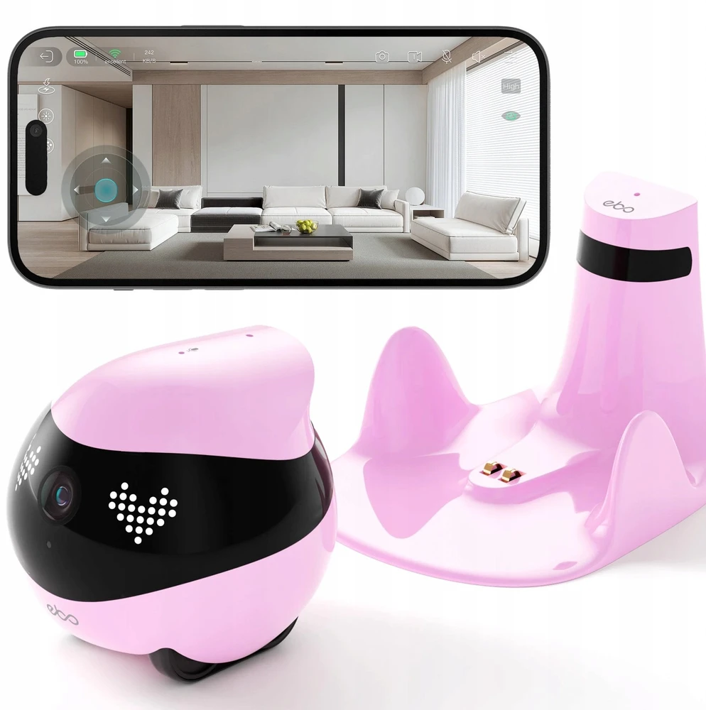 Enabot - EBO AIR 2 - namų, mobilus stebėjimo robotas (rožinė)