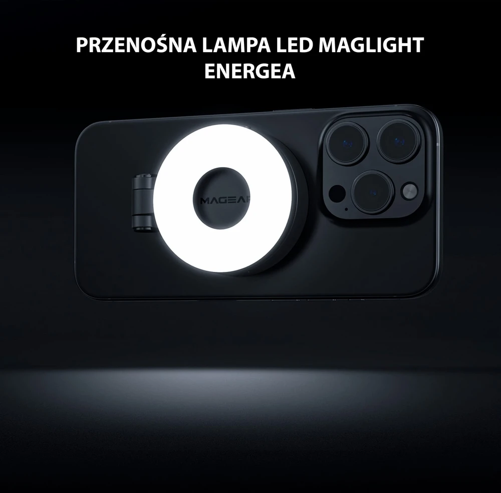 ENERGEA Portable LED Light Magear MagLight juodos spalvos MagSafe PG-MGLT-BLK