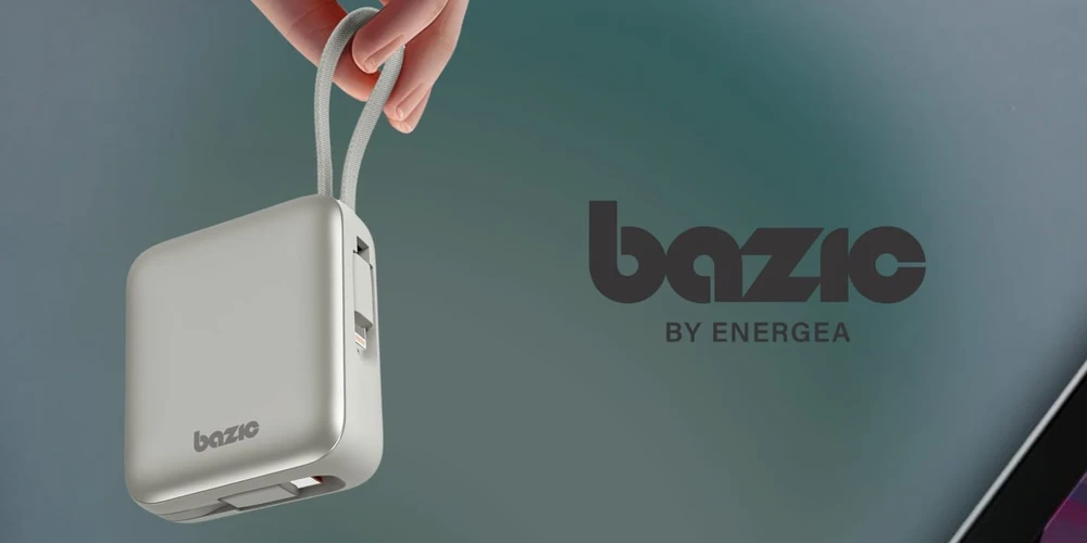 Energea PowerBank 3in1 Bazic Fusion Mini 10000mAh cable USB-C/Lightning pilkos spalvos
