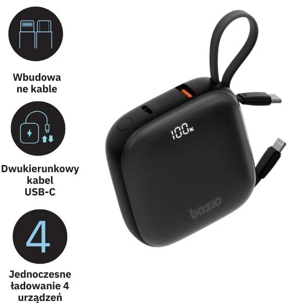 Energea PowerBank 4w1 Bazic Fusion 10000mAh PD20W USB-C/Lightning juodos spalvos