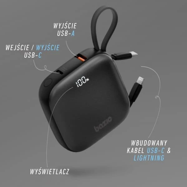 Energea PowerBank 4w1 Bazic Fusion 10000mAh PD20W USB-C/Lightning juodos spalvos