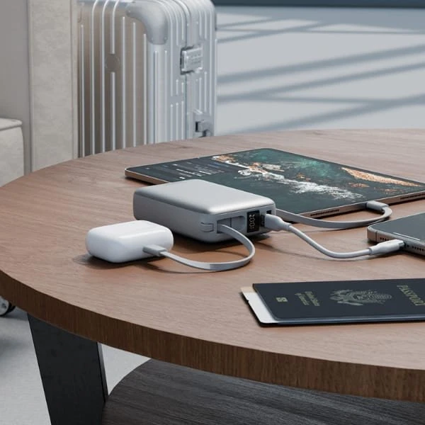 Energea PowerBank 4in1 Bazic Fusion Mini 20000mAh cable USB-C/Lightning pilkos spalvos