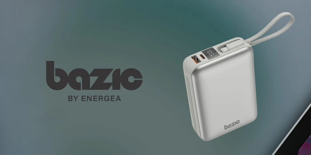 Energea PowerBank 4in1 Bazic Fusion Mini 20000mAh cable USB-C/Lightning pilkos spalvos