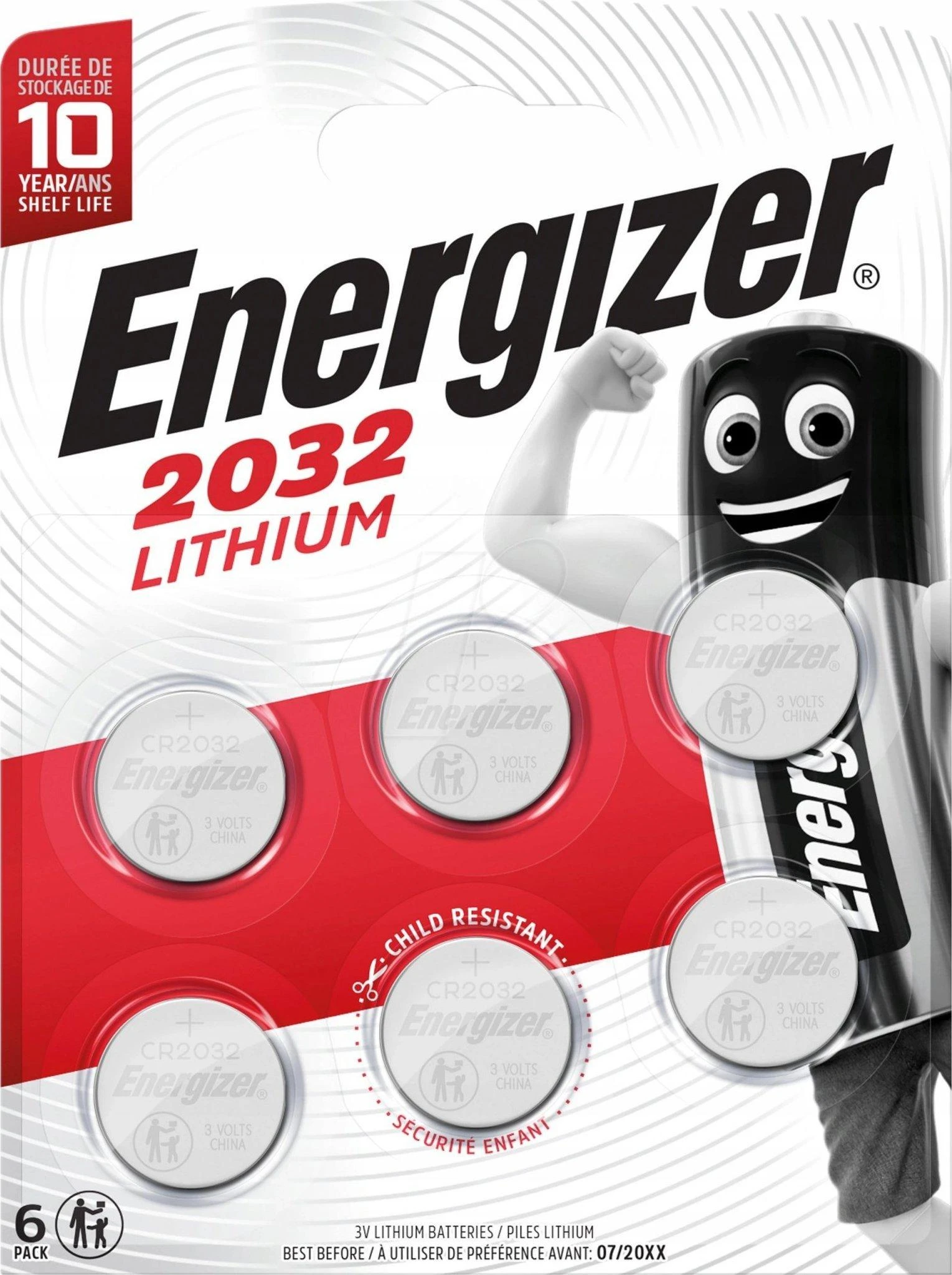Energizer CR2032 monetų tipo baterijų 6 vnt. pakuotė