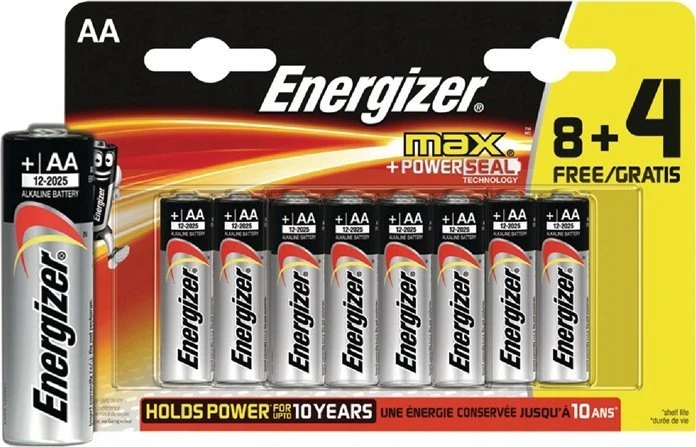 Energizer Energizer Max Mignon (AA) šarminės-mangano baterijos 1,5 V, 12 vnt. (E303324900)