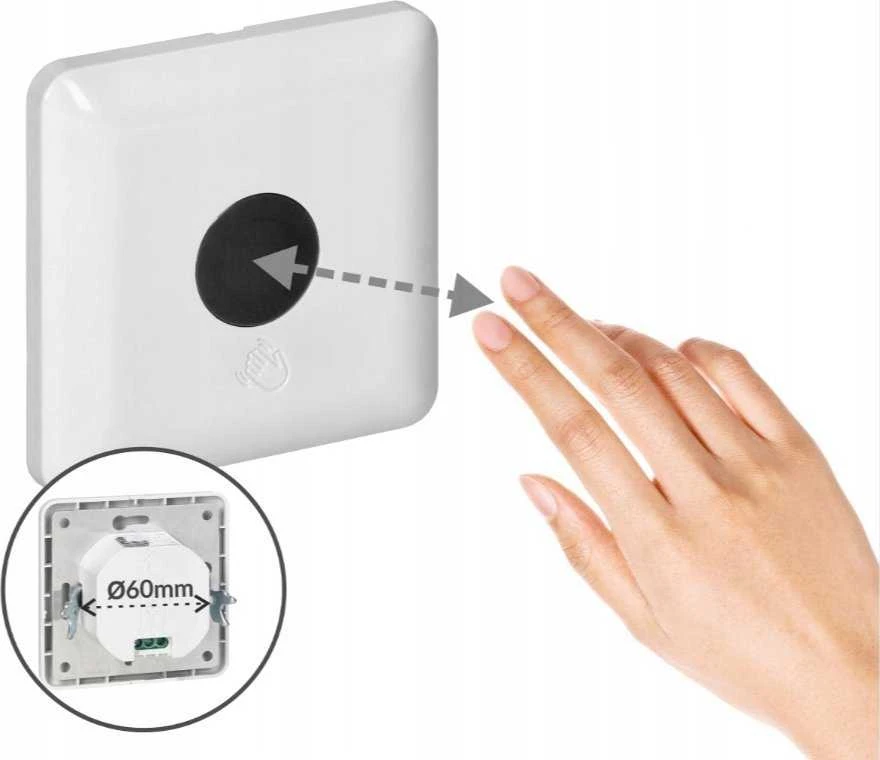 Orno Bezdotykowy Bekontaktis įleidžiamas jungiklis 5 cm, IP20, 1200 W