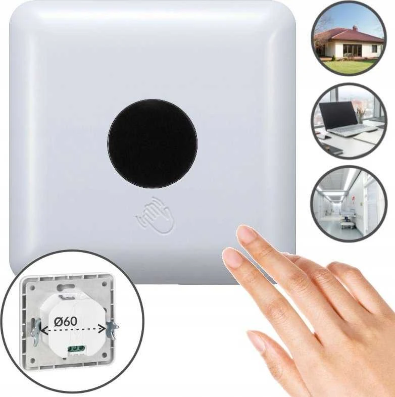 Orno Bezdotykowy Bekontaktis įleidžiamas jungiklis 5 cm, IP20, 1200 W
